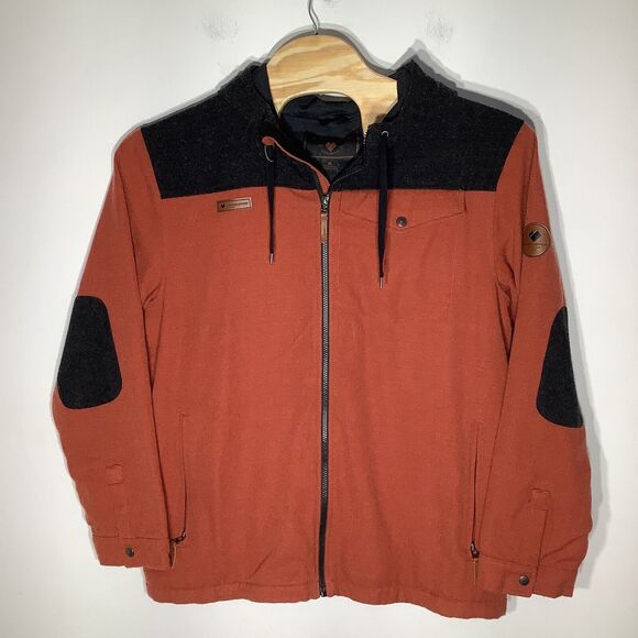 Obermeyer Mens Long Sleeve Full Zip Wool Blend Hoodie Jacket Orange Size XL - Picture 2 of 13